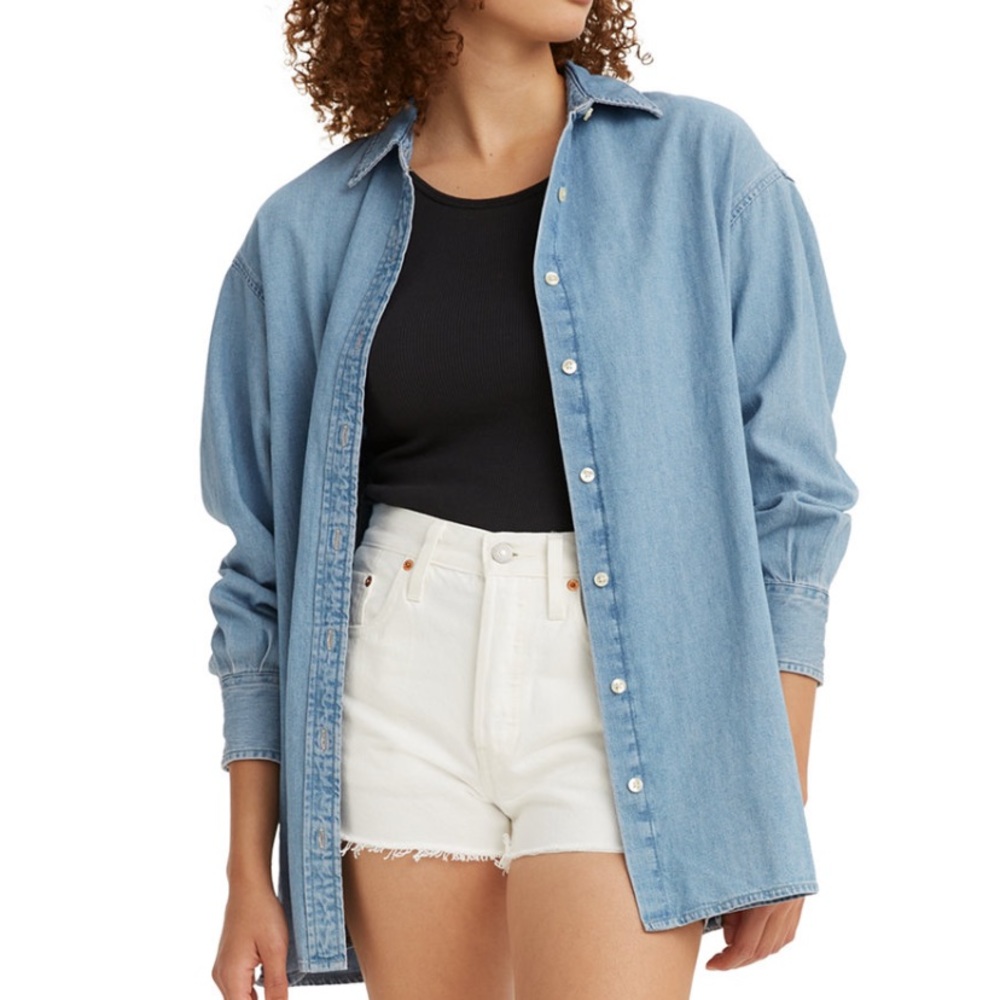 Levi’s Western Quinn Cotton Denim Chambray Tunic Shirt Medium Oversized